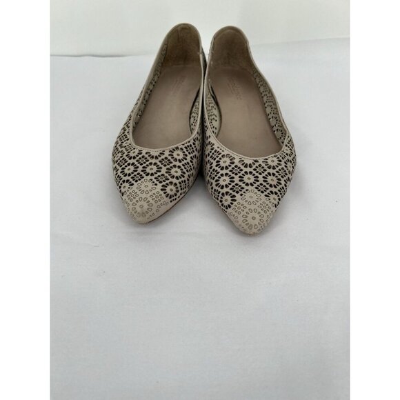 Sundance Catalog Dahlia Cutout Laser Design Floral Flats Ivory Boho Size 38 US 8 - Picture 12 of 16